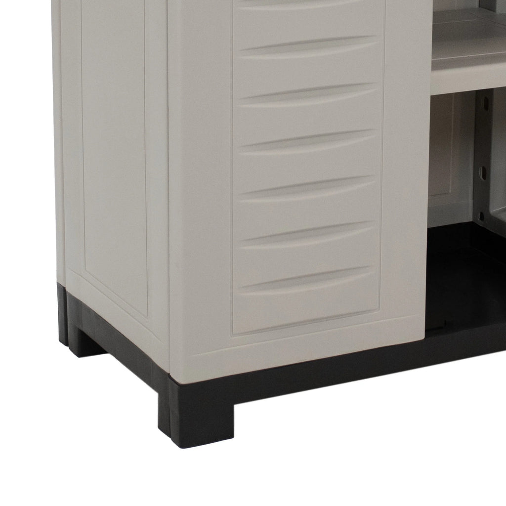Sunnydaze Adjustable 25.5" Plastic 1-Shelf Freestanding Garage Storage Cabinet, Gray w/ Charcoal Trim