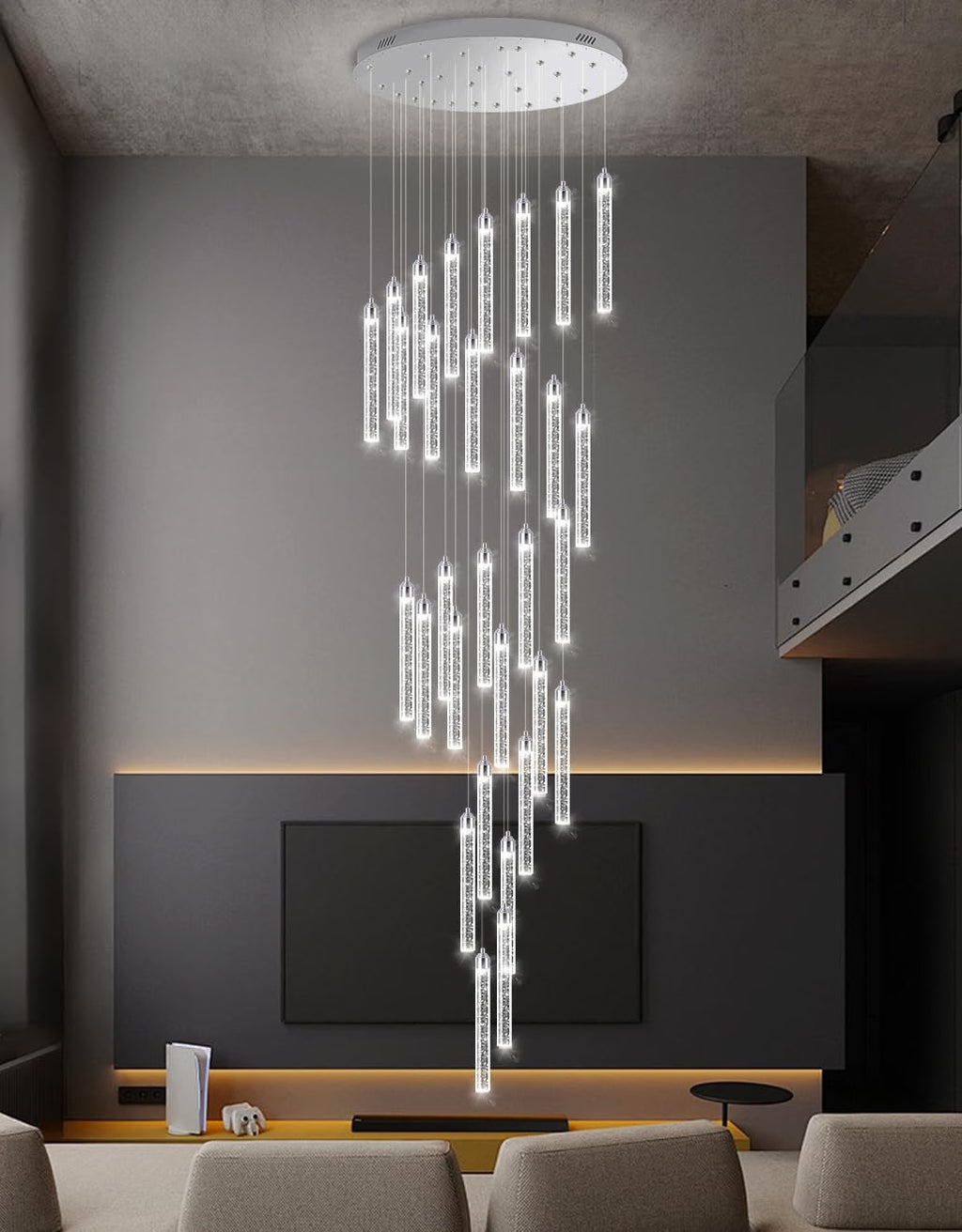 Modern Crystal Pendants Lighting Mini Chandelier for Kitchen Island LED Dimmable Ceiling Handing Lighting Adjustable Flush Mount Ceiling Light for Dining Room Hallway