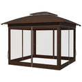 BAYUELSWU Pop Up Canopy Tent 12 x12 Ft Outdoor Pop up Canopy with Curtains and Shelter for Patio, Party & Backyard (Brown)