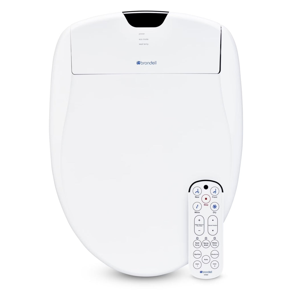 Brondell Bidet Toilet Seat S1400, Smart Toilet Seat, Dual Stainless-Steel, Self-Cleaning Nozzle With Clean Plus Technology, Endless Warm Water Bidet, Warm Air Dryer-Nightlight, Heated Seat, Elongated
