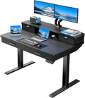 32 x 20 Inch Electric Standing Desk with 4 Drawers, Height Adjustable Sit Stand Desk, Natural