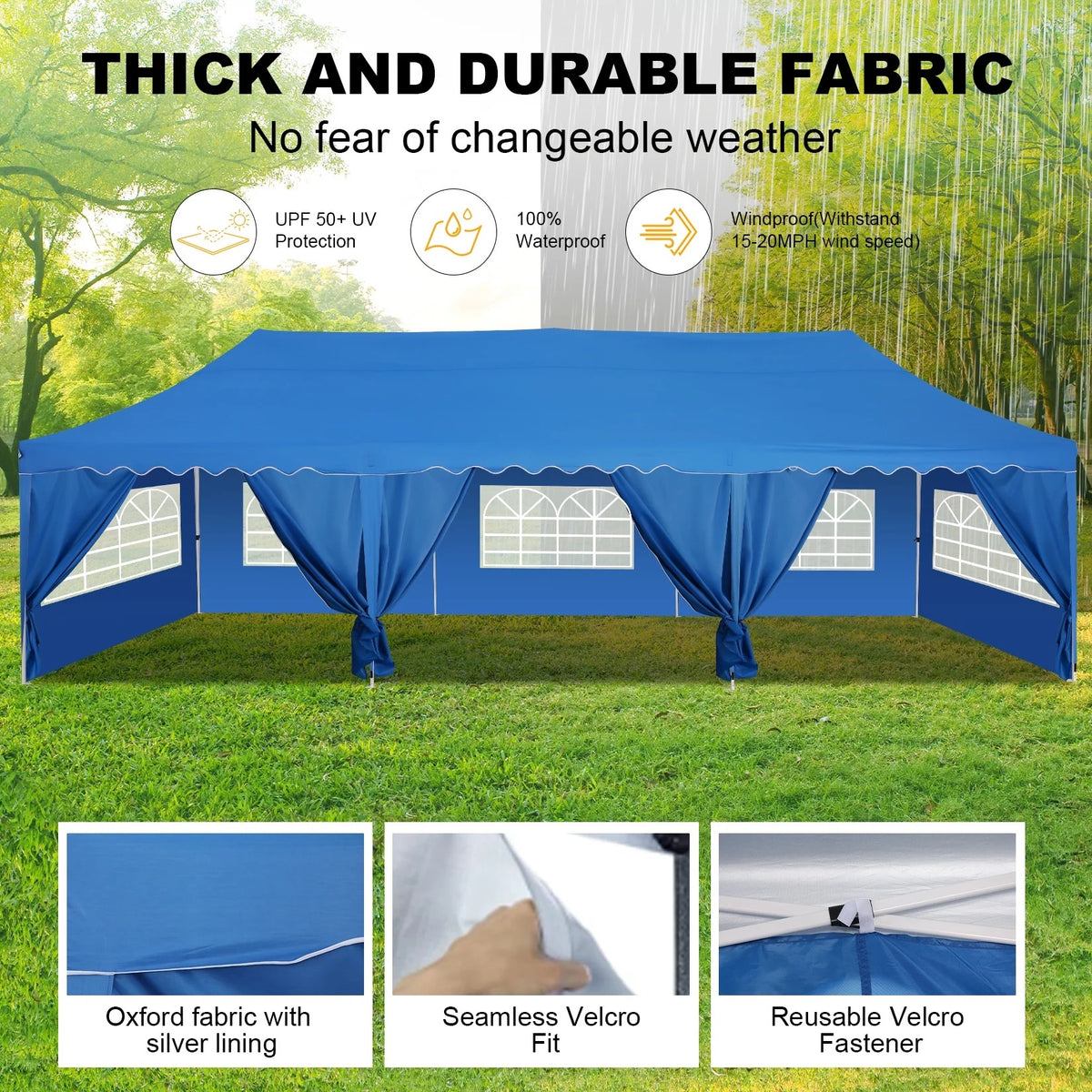 HOTEEL Canopy 10'x20' Pop Up Canopy Tent Heavy Duty Waterproof Adjustable Commercial Instant Canopy Outdoor Party Canopy Parties,Wedding,Outside Patio,Event,Backyard,White
