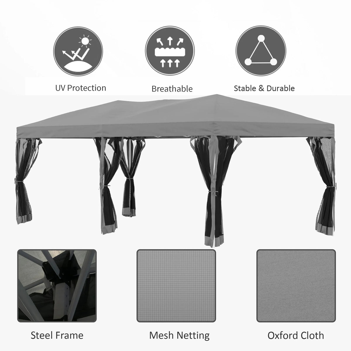 Outsunny 10' x 20' Pop Up Canopy Tent with Netting, Heavy Duty Large Party Tent, Instant Sun Shelter with Carry Bag for Backyard Garden Patio, Beige