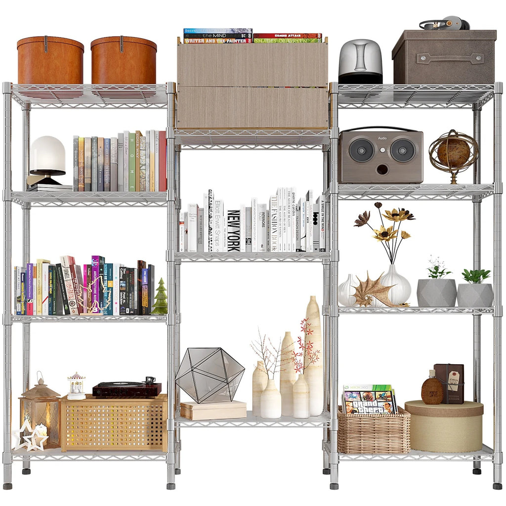 Zimtown Heavy Duty Storage Shelves, 63"W Wire Shelving Unit, Adjustable 4 Tier Metal Shelves Organizer Silver for Pantry Kitchen Basement, 1500 lbs Capacity