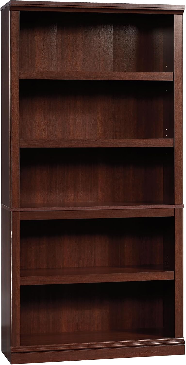 5-Shelf Split Bookcase / Bookshelf, Oiled Oak Finish