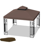 10x10 Ft Outdoor Patio Gazebo Replacement Canopy Double Tiered Gazebo Tent Roof Top Cover Only Frame Not Include Perfect For Outdoor Shade Renewal