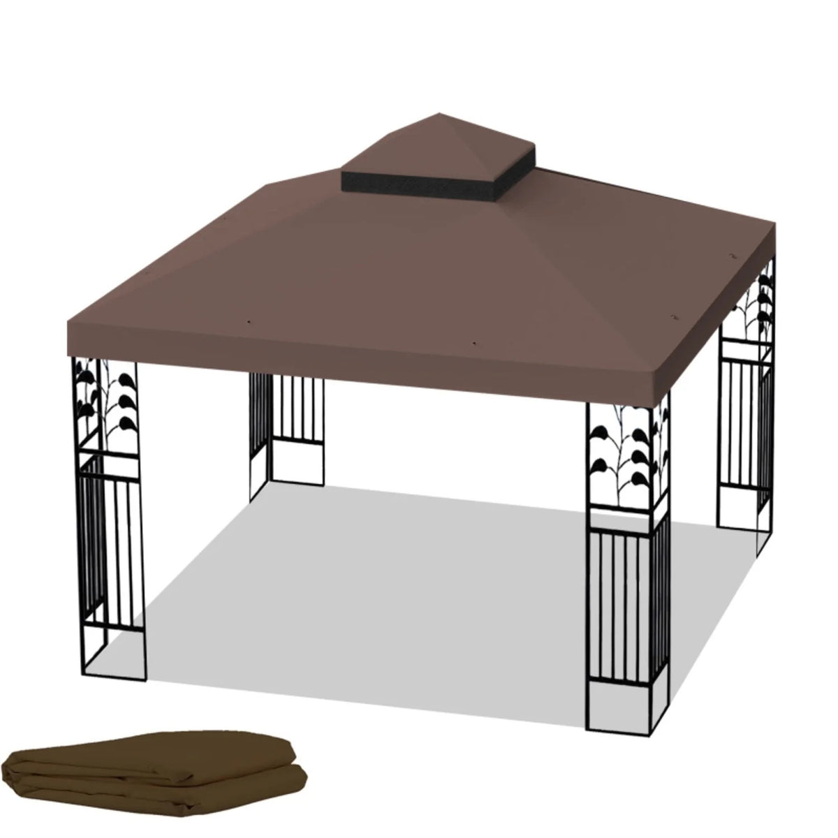 10x10 Ft Outdoor Patio Gazebo Replacement Canopy Double Tiered Gazebo Tent Roof Top Cover Only Frame Not Include Perfect For Outdoor Shade Renewal