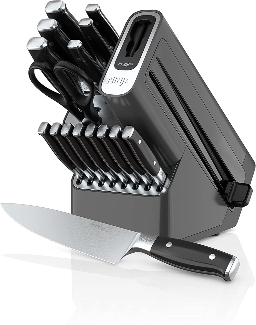 K32017 17 Piece Premium Knife System Block Set with Built-in Sharpener, Stainless Steel/Black