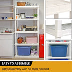 Hyper Tough Plastic Storage Shelves 5-Tier 73.8"H x 36"W x 17.75"D, 2-Pack White, 750 lbs Total Capacity