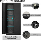 Metal Storage Cabinet, Garage Metal Cabinet with Doors, Adjustable Shelf Height & Steel Lockable Storage Cabinet, Tool Cabinets for Office, Home, Gym, School and Kitchens