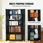 KFFKFF Iron Storage Unit, Secure Storage Unit with Dual Magnetic Entryways and Quartet of Customizable Racks, 71'' Iron Unit with 200 lbs Load Limit per Rack, Accompanied by Trio of Keys