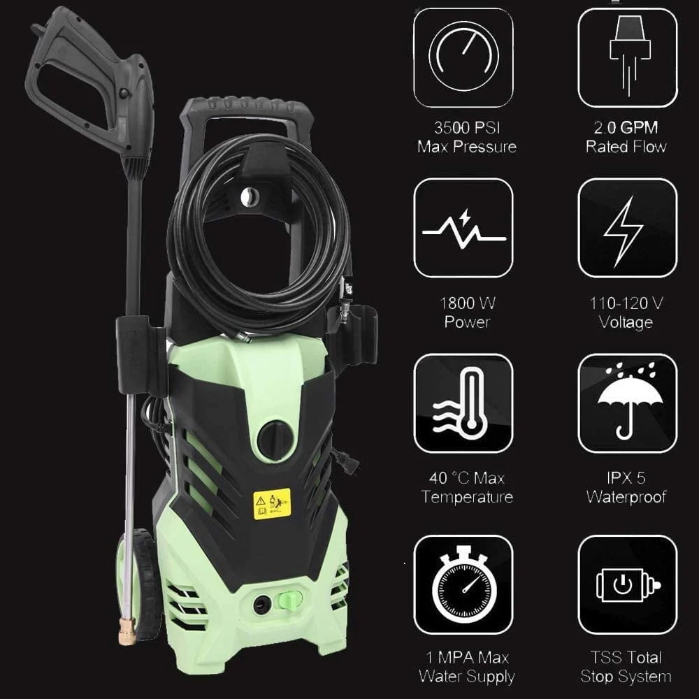 Heavy Duty 2200PSI (Max 3000PSI) Electric High Pressure Washer 1800W 1.7GPM Jet Sprayer, Professional Power Washer Cleaner Machine, w/ Hose Nozzle Gun, Great for Cleaning Cars Trucks