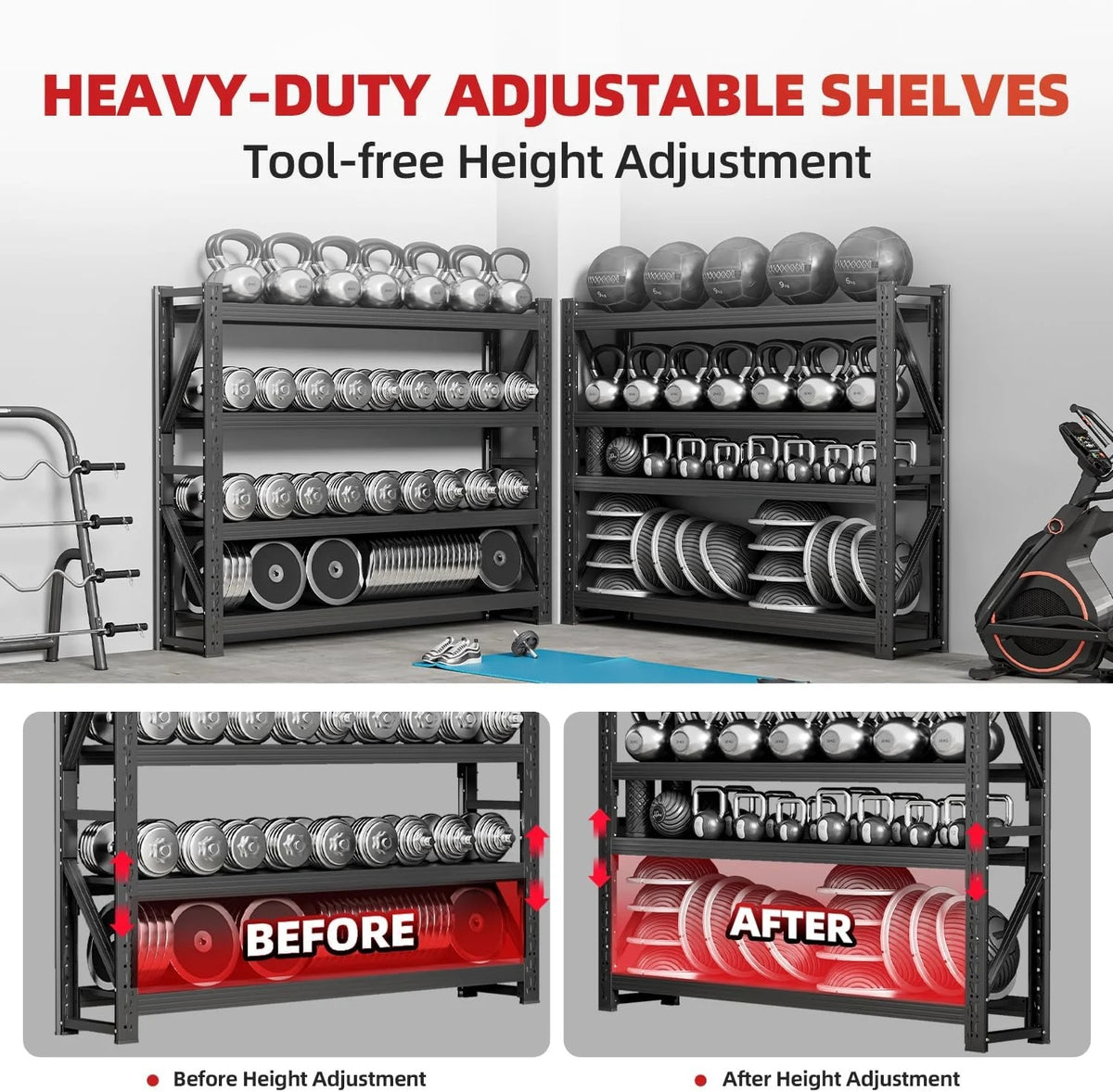 59" W Garage Shelving,5-Tier Heavy Duty Shelving Unit,3000LBS Adjustable Metal Storage Shelves,Storage Rack Units for Industrie,Shed,Warehouse,Basement,Black,59" W x 20" D x 72" H