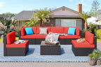 5-Piece All-Weather Patio Furniture Set with Ottoman, Outdoor Wicker Conversation Sofa Set with Cushions for Garden, Deck & Backyard