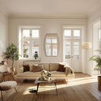 Modern Oblong Metal Wall Mirror, Decorative Elongated Hanging Mirror for Living Room, Bedroom and Entryway