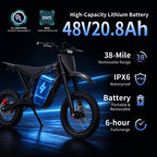 Electric Dirt Bike for Teens & Adults, 48V 20.8Ah 230Nm 40 Miles Range
