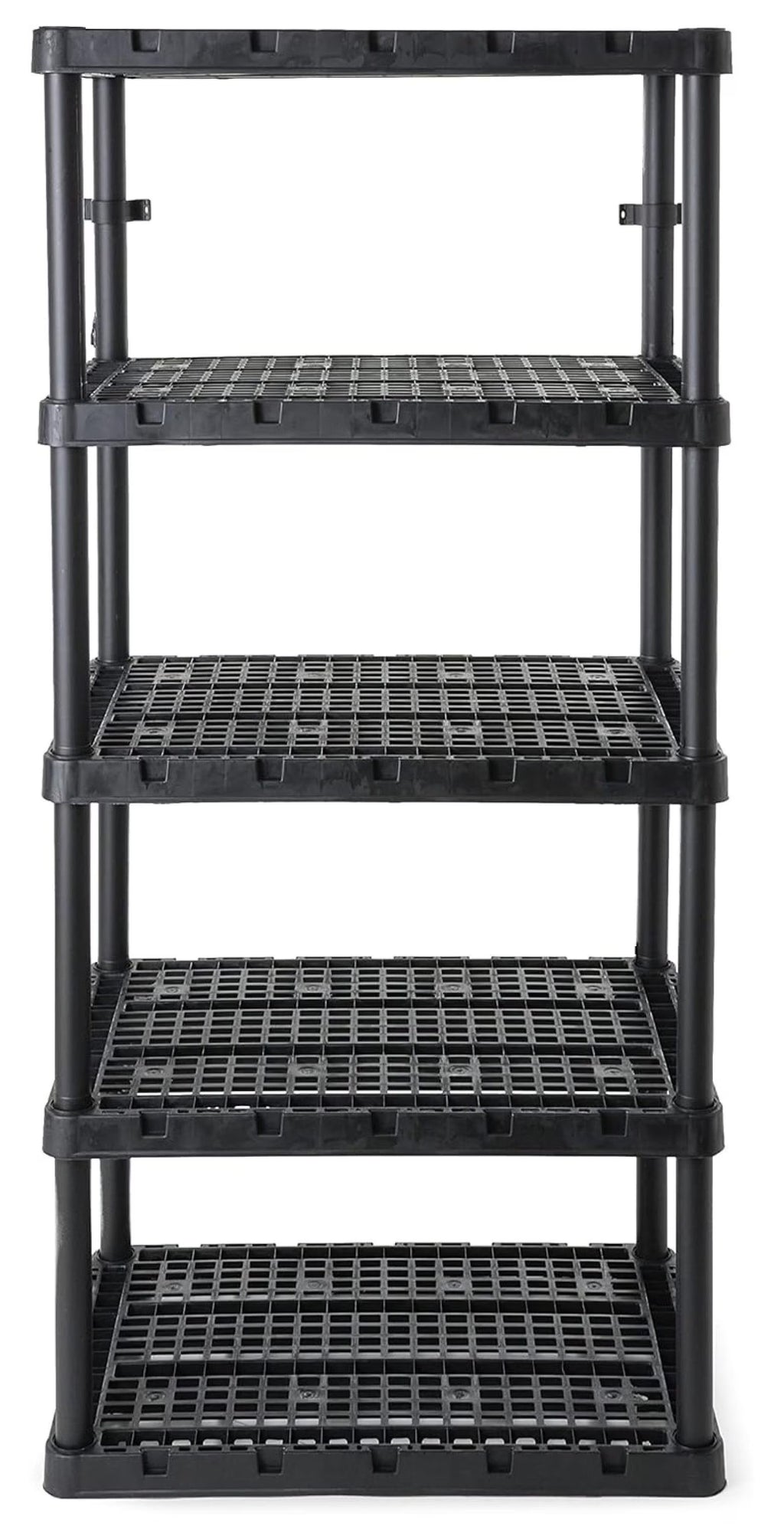 5 Shelf Knect-A-Shelf Ventilated Extra Heavy Duty Storage Unit Organizer System for Home, Garage, Basement, and Laundry, Black