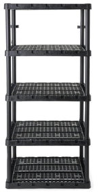 5 Shelf Knect-A-Shelf Ventilated Extra Heavy Duty Storage Unit Organizer System for Home, Garage, Basement, and Laundry, Black