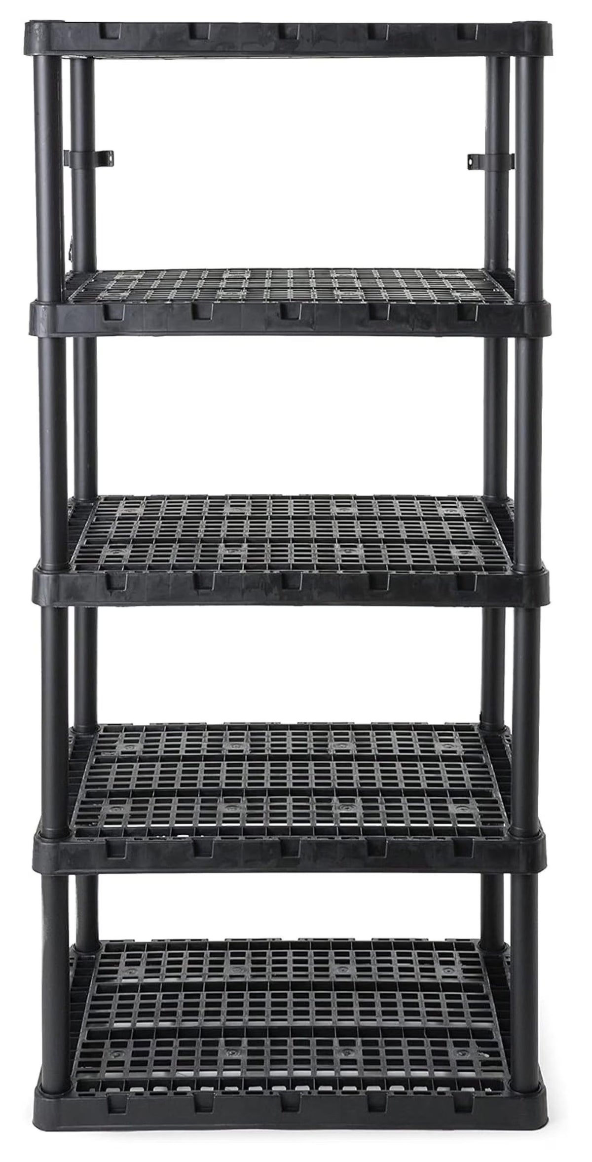5 Shelf Knect-A-Shelf Ventilated Extra Heavy Duty Storage Unit Organizer System for Home, Garage, Basement, and Laundry, Black