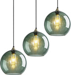 Amber Pendant Lights Kitchen Island 3 Pack, 5.9 in Seeded Glass Globe