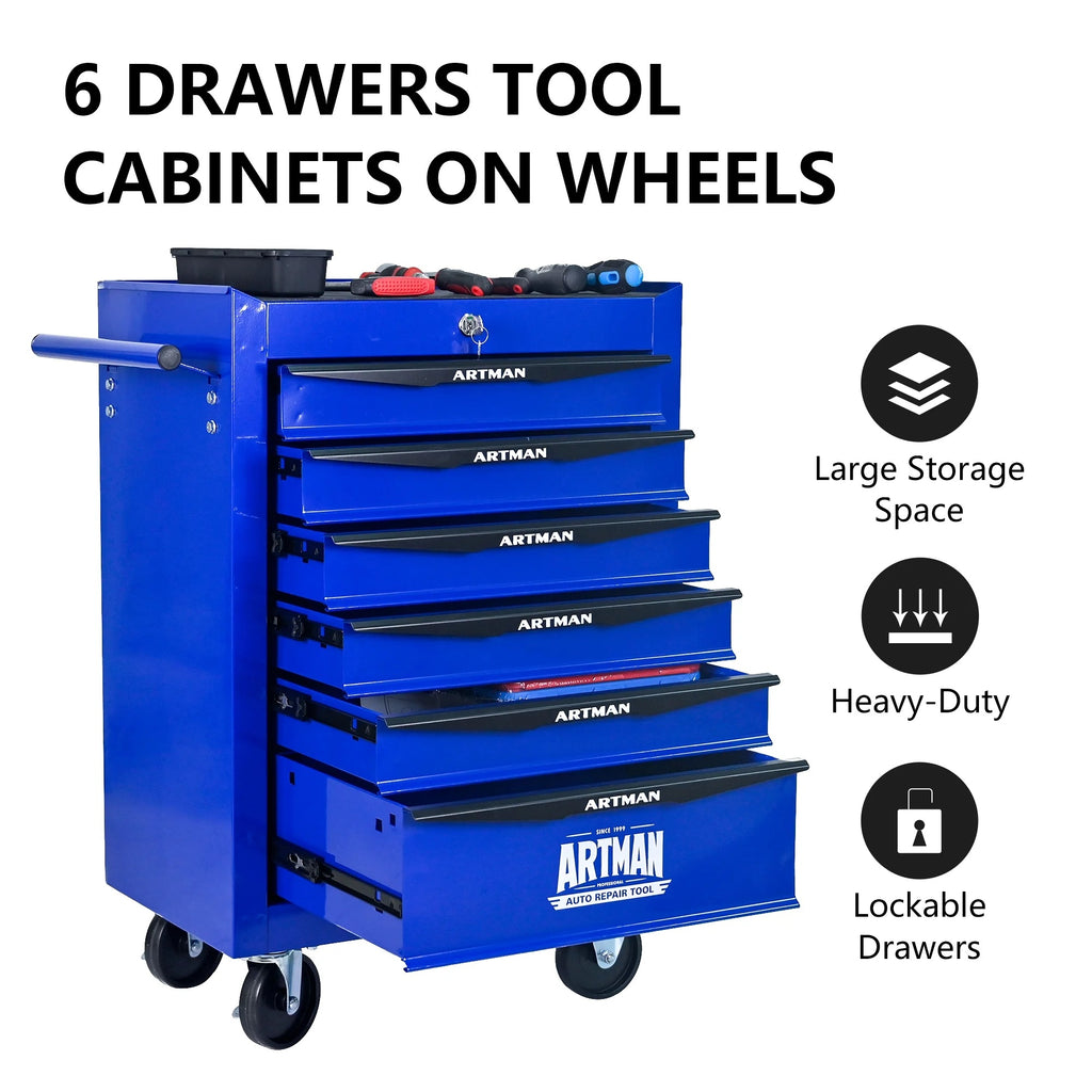 ARTMAN 20" 6-Drawer Tool Chest Cabinet with Ball Bearing Drawer Slides, Steel Tool Storage Box Organizer for Garage Workshop Repair Shop