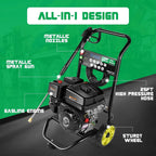 TEANDE Gas Pressure Washer Powered, 2.6 GPM 209cc 7.0 HP Power Washer with 3 Quick-Connect Nozzles, 25-?Hose for Cars, Driveway, Patio, Siding, Fence Cleaning