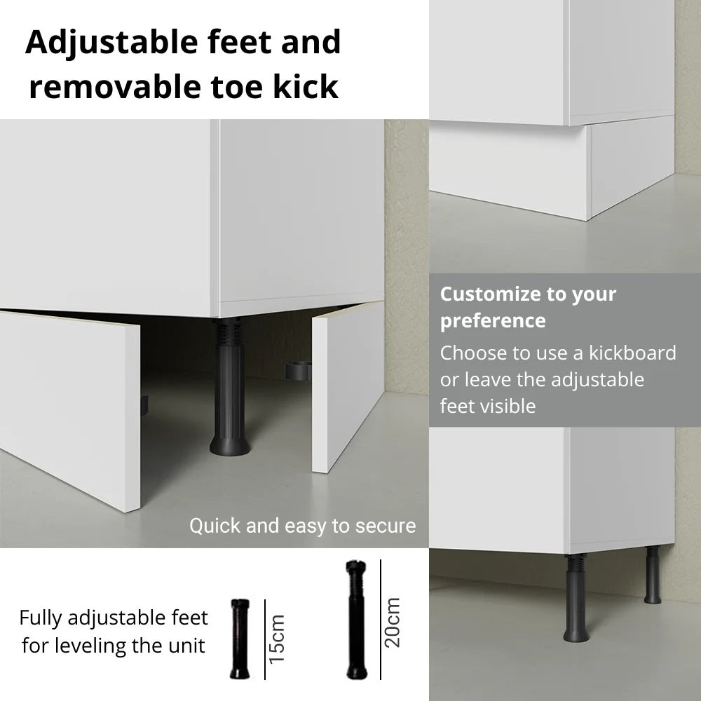 Madesa Garage and Utility Room Base Storage Cabinet with 2 Doors and 3 Drawers Storage Shelves 47 Inch Wooden Organization Unit - White