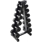 210 lb. (5-30 lb.) Rubber Dumbbell Set with 6 pair Vertical Rack
