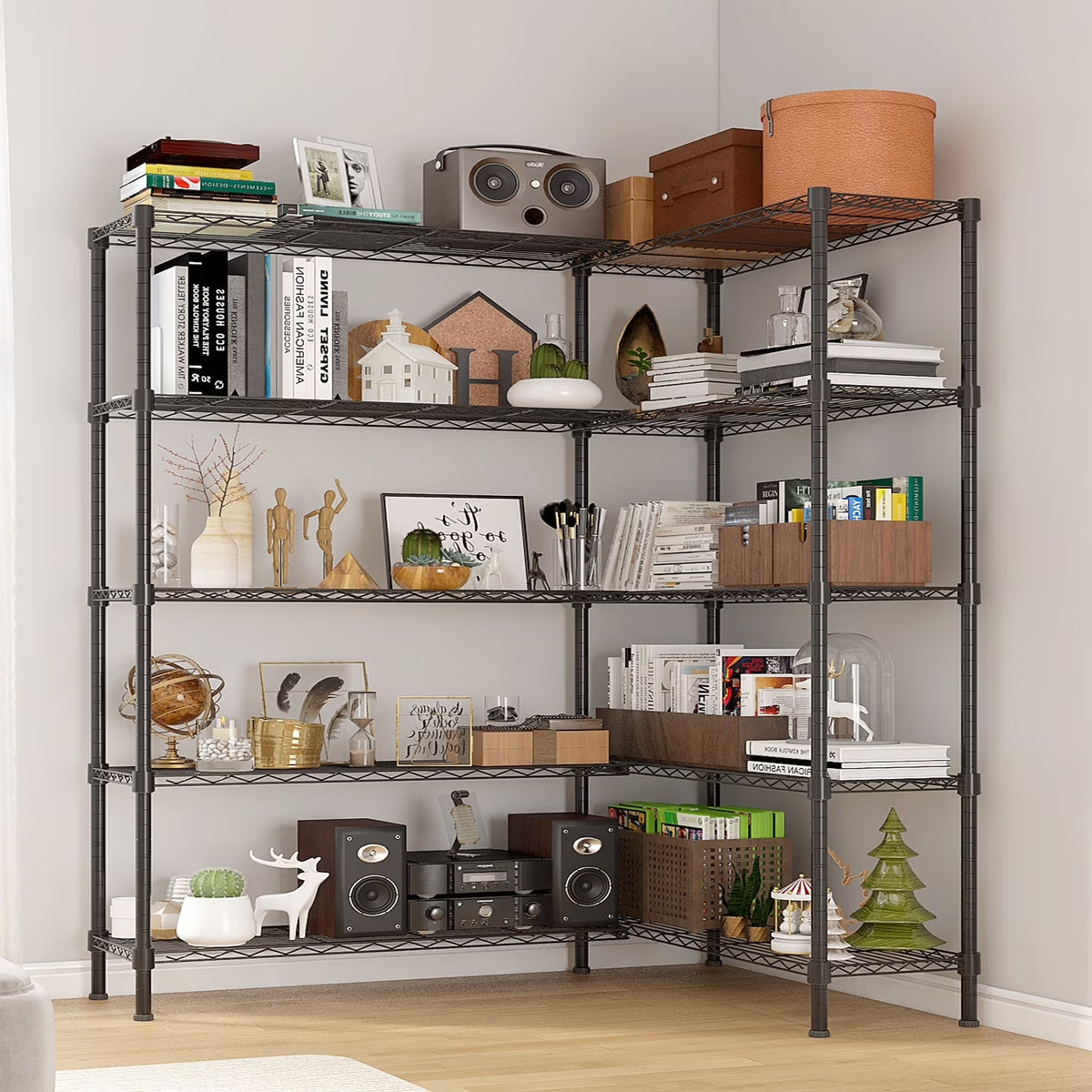 Zimtown Heavy Duty Storage Shelves, 63"W Wire Shelving Unit, Adjustable 4 Tier Metal Shelves Organizer Silver for Pantry Kitchen Basement, 1500 lbs Capacity