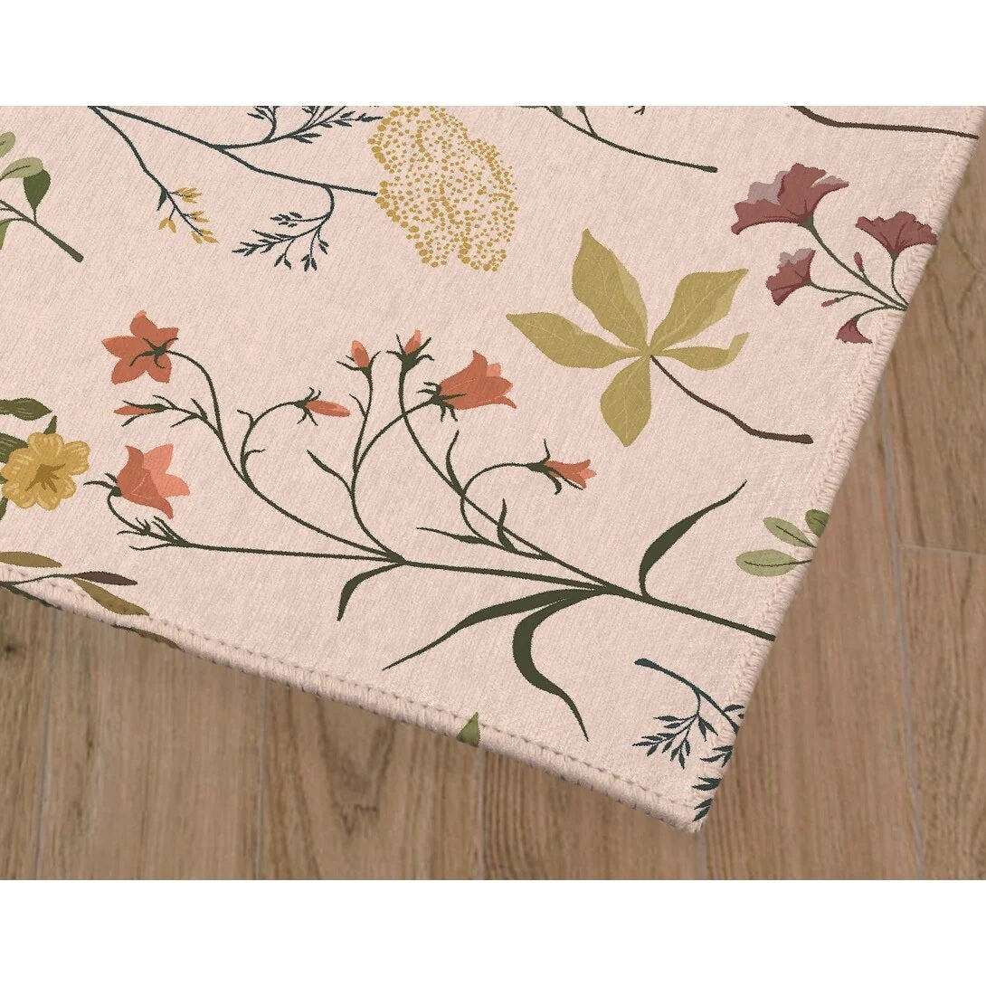 Fall Botanical Floral Kitchen Mat, Decorative Anti Fatigue Non Slip Floor Rug for Kitchen and Home Decor