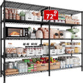 Legooin 72"H Extra-wide Metal Shelves 60"W Storage Rack for Pantry Office Garage Capacity 1500LBS Adjustable Corner Shelving Unit, Black