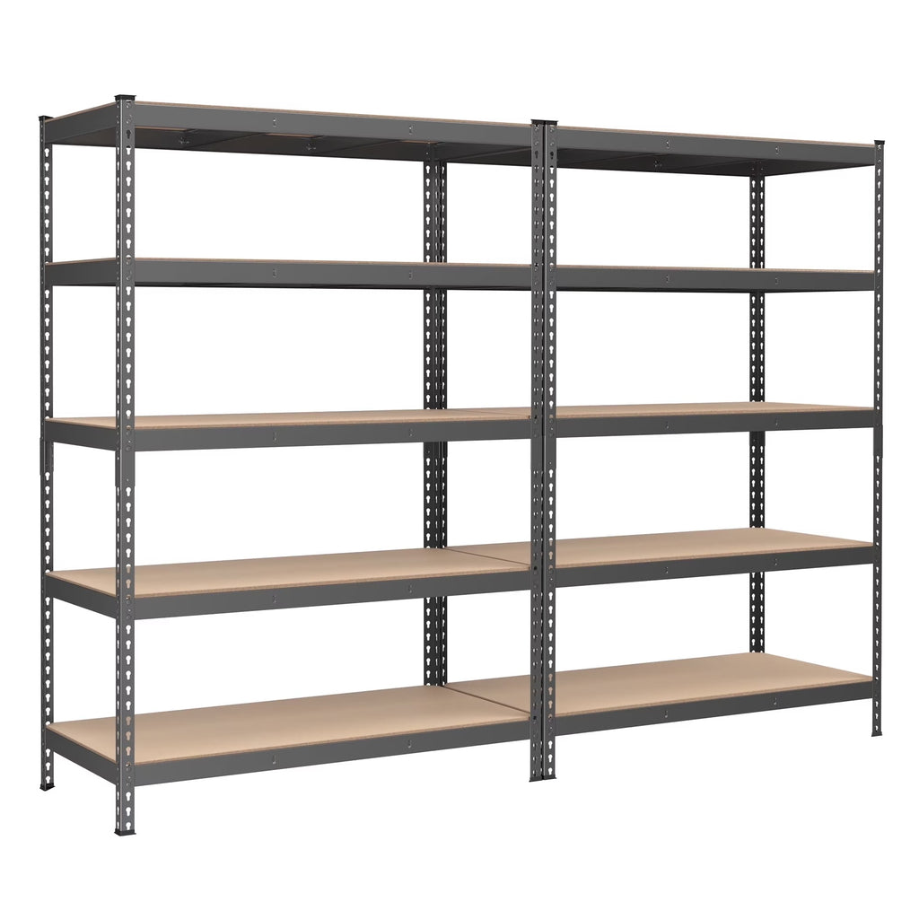 Set of 2 Heavy-Duty 5-Tier Storage Shelves, 2310 lb Total Capacity, Boltless Adjustable Steel Shelving Units for Garage Basement, 59.1" H, Black