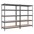 Set of 2 Heavy-Duty 5-Tier Storage Shelves, 2310 lb Total Capacity, Boltless Adjustable Steel Shelving Units for Garage Basement, 59.1" H, Black