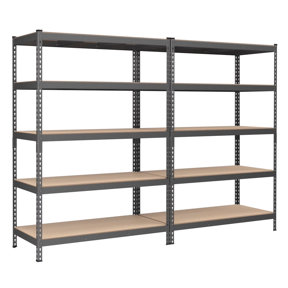 Set of 2 Heavy-Duty 5-Tier Storage Shelves, 2310 lb Total Capacity, Boltless Adjustable Steel Shelving Units for Garage Basement, 59.1" H, Black