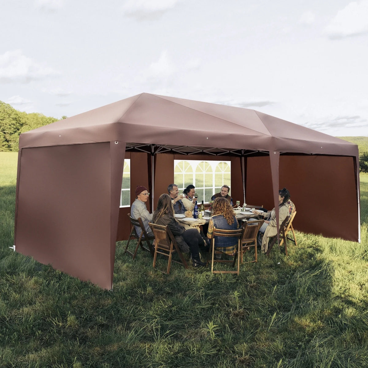 UBesGoo Ez Pop Up Patio Canopy Tent Gazebo Outdoor Party with 6 Sidewalls 10 x 20 ft Blue