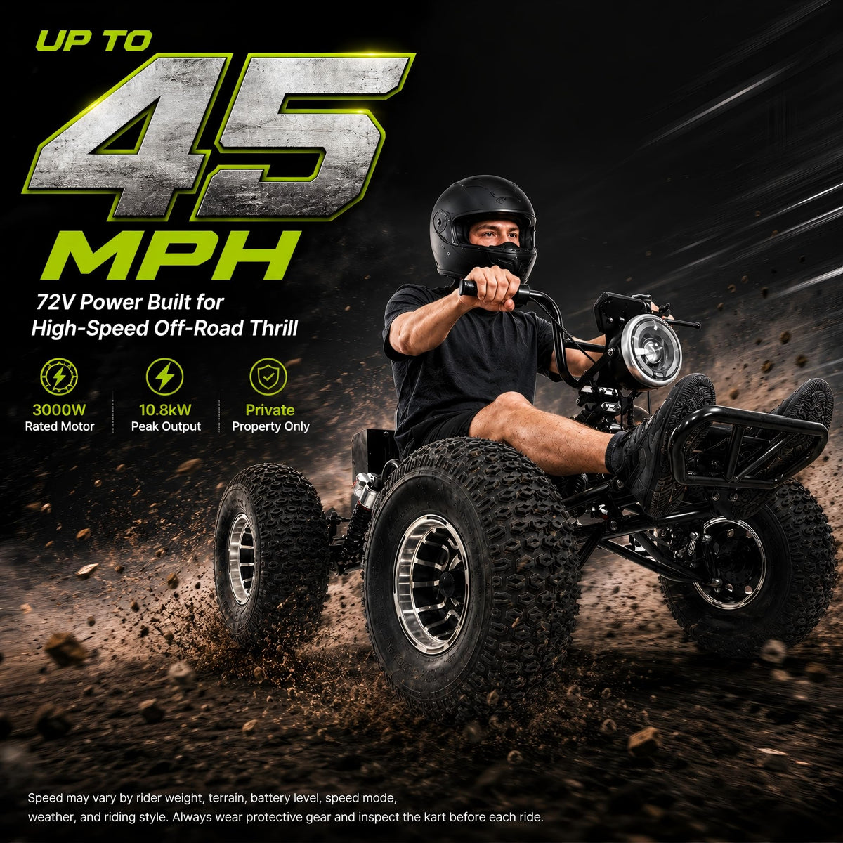 72V 3000W Electric Off-Road Go Kart for Adults & Teens