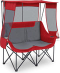 Double Camping Chair with Canopy 660lbs Heavy Duty, Black and Grey