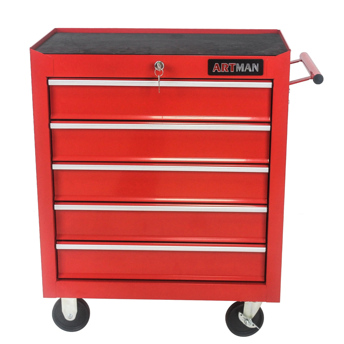 5-Drawer Rolling Tool Chest on Wheels, 24-inch Tool Storage Cabinet with Locking System for Garage Workshop Warehouse Repair Shop, Red