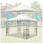 10x10 Ft Outdoor Patio Gazebo Replacement Canopy,Double Tiered Gazebo Tent Roof Top Cover Only wavy border(Frame Not Include)-Beige