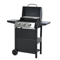 3 Burner BBQ Propane Gas Grill, Stainless Steel 30,000 BTU Patio Garden Barbecue Grill with Two Foldable Shelves