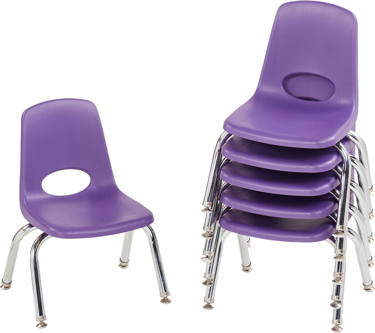 10" School Stack Chair with Swivel Glides, Purple, 6-Pack