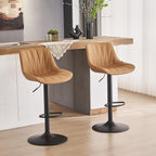 Bar Stools Set of 2 for Kitchen Island, White Faux Leather Padded