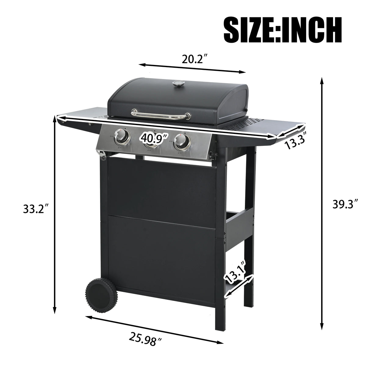 Qiushi 3-Burner Propane Gas Grill, 26,000 BTU Stainless Steel BBQ Grill with 2 Shelves & Thermometer, Outdoor Patio Grill with Electronic Ignition, Wheels & Bottle Opener -M?Durable & Even Heating