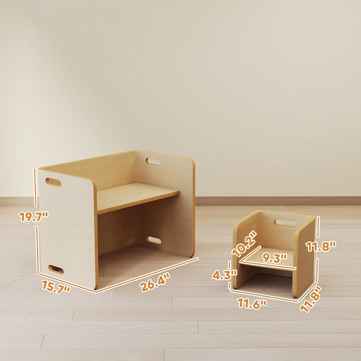 Kids Table and Chair Set, Wooden Activity Table, Ages 3-8, Natural Wood