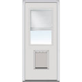 Steel Exterior Door with Clear Glass Blinds and Pet Door, 32 x 80 In.