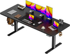 55 x 28 Large Electric Standing Desk, Height Adjustable Computer Desk, 27.6" Deep Desktop, Stand up Gaming Office Desk with 2 Hooks, 3 Preset Heights, for Home Office, Rustic Brown