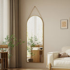 48 x 16 Inch Full Length Wall Mirror with Leather Strap, Hanging Full Body Mirror for Bedroom, Entryway and Home Decor