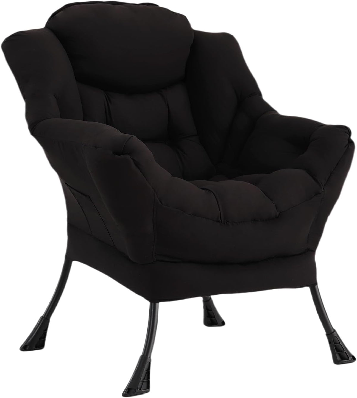 Lazy Chair with Ottoman, Reading Chair with Footrest, Dark Grey