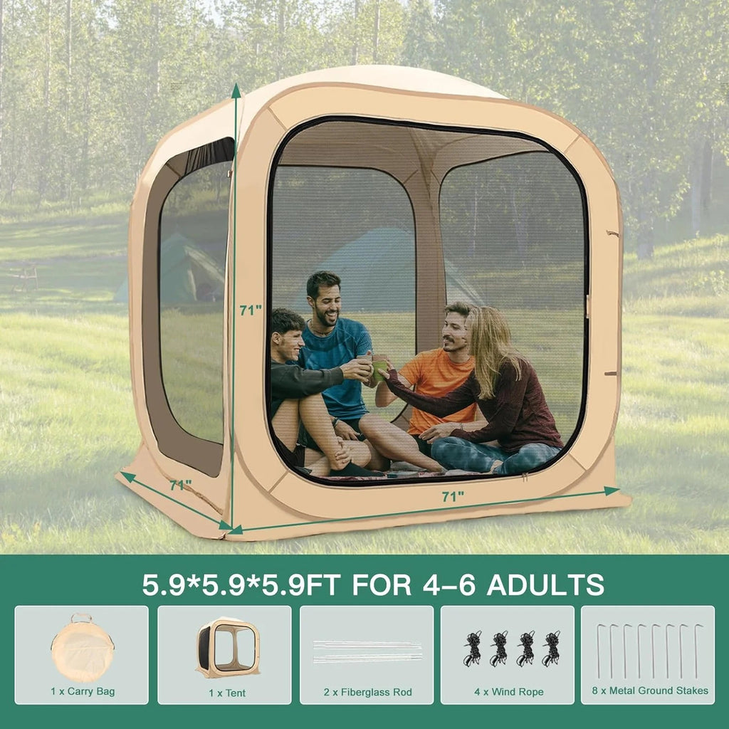 Slsy Screen House Tent Pop-Up, Portable Screen Room Canopy Instant Screen Tent Outdoor Camping Tent with Carry Bag for Patio, Backyard, Deck & Outdoor Activities