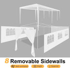 Hoteel Party Tent 10x20 Canopy Tents for Parties with 4 Removable Sidewalls, Patio Camping Gazebo, Portable Tent for Parties, Weddings, BBQ, Waterproof, White